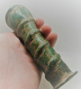 EXTREMELY RARE ANCIENT VIKING BRONZE MACE HEAD WITH SERPENT COILED ALL AROUND 5