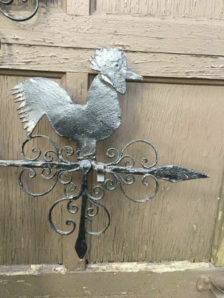 wonderful antique French wrought iron Rooster Cock weather vane 19th/20th c. 3
