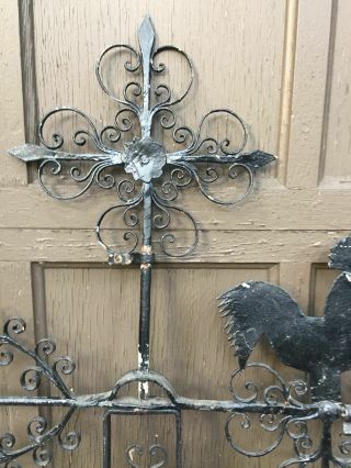 wonderful antique French wrought iron Rooster Cock weather vane 19th/20th c. 4