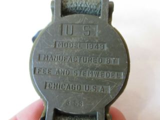 Korean War US Military Wrist Compass Model 1949 Fee & Stemwedel Chicago 3 - 53 3