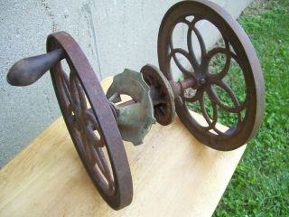 1898 Enterprise Coffee Grinder Pulverizer 148 Antique Cast Iron Wheels Handles
