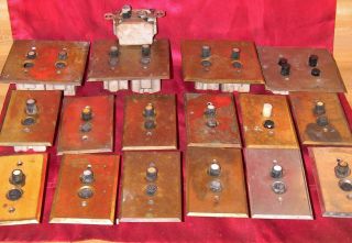 Vintage Push - Button Light Switches - Early 20th Century Brass Patina