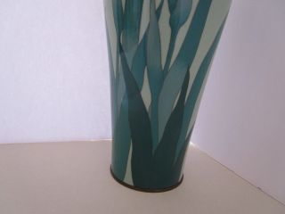 Antique Japanese Cloisonne Vase Meiji Era Purple Blue Iris Flower celadon green 4