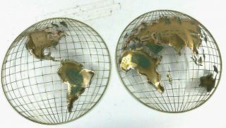 Vintage 80s Metal Wall Art World Map Curtis Jere Mid Century Modern Globe 19905
