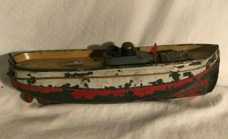 Rare Uberlacher Tin Clockwork Wind Up River Boat Germany 12 Inches