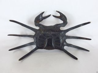 Japanese antique vintage copper brass crab alcove ornament statue figure chacha 12