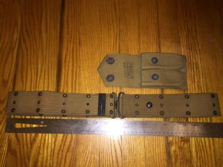 Ww1 Us Army Military Officer Web Pistol Belt 1918 M1910 Minty Set