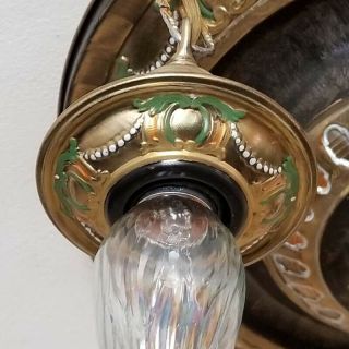 658b Vintage 1910s 20 ' s Ceiling fixture art nouveau brass chandelier 4 Lights 7