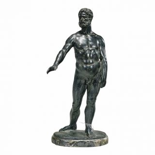 Antique Italian Bronze Male Nude Sculpture Of Hercules
