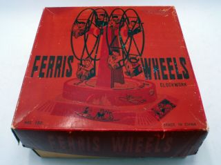 rare CHINA MS 730 FERRIS WHEEL carousel clockwork tin toy vintage 10