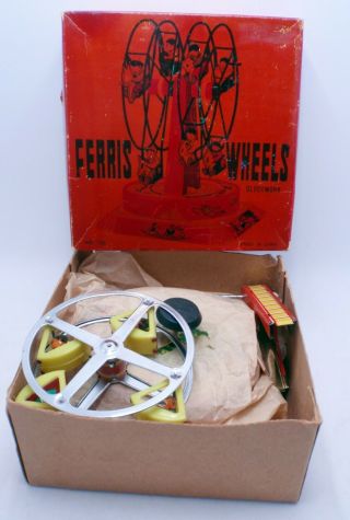 rare CHINA MS 730 FERRIS WHEEL carousel clockwork tin toy vintage 2