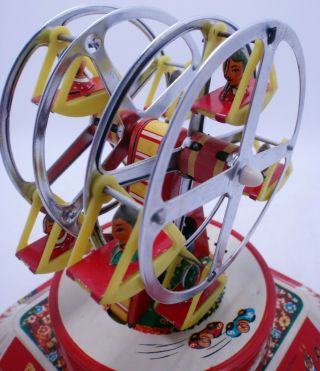rare CHINA MS 730 FERRIS WHEEL carousel clockwork tin toy vintage 7