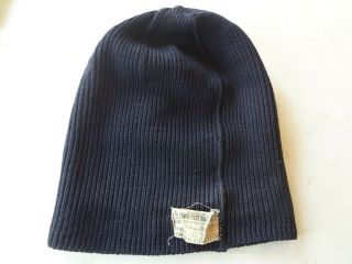 1940s - 50s Us Navy Usn Wool Night Watch Cap With Tag Beanie Hat Knit