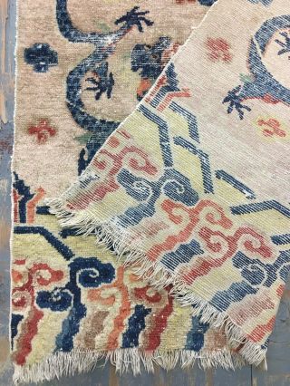 Old Antique Handmade Dragon Design Chinese Rug 5.  9x3.  3 Ft 11