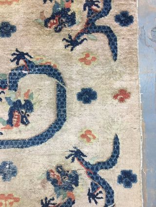 Old Antique Handmade Dragon Design Chinese Rug 5.  9x3.  3 Ft 6
