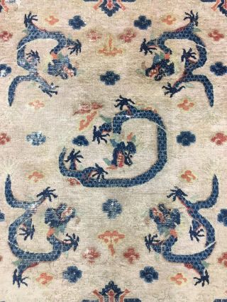 Old Antique Handmade Dragon Design Chinese Rug 5.  9x3.  3 Ft 9