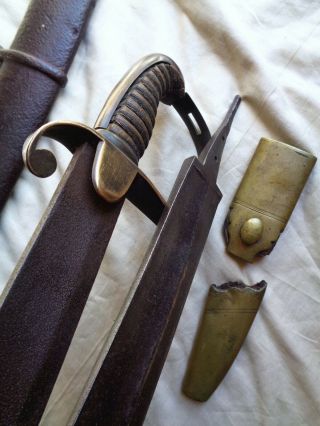 2 Antique British 1796 Cavalry Sword Blades Scabbard Parts Etc.  1812 War Sabre