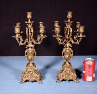 17 " Tall Vintage French Bronze Candelabra Candlesticks