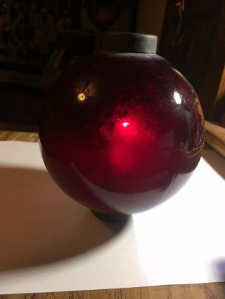 Old Lightning Rod Ball Globe Ruby,  Blood Red Glass,  The Best,  Patina