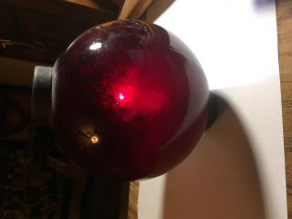 Old Lightning Rod Ball Globe Ruby,  BLOOD RED Glass,  THE BEST,  PATINA 4