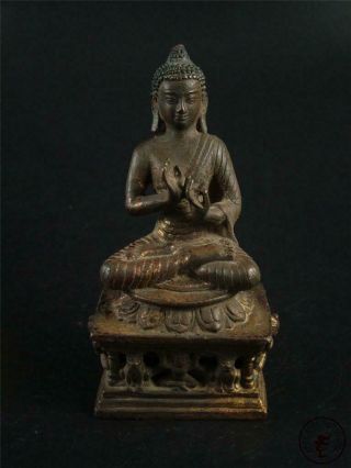 Large Old Chinese Tibet Bronze Tibetan Buddha Sakyamuni Statue Qing Dynasty