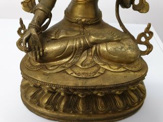 Antique Chinese Tibetan Bronze buddha Gilt 11