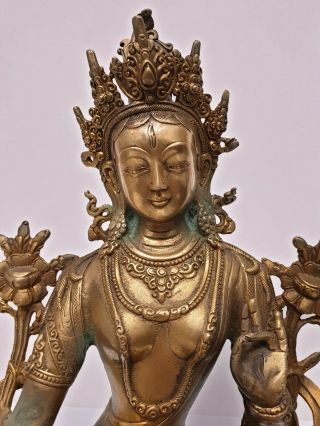 Antique Chinese Tibetan Bronze buddha Gilt 6