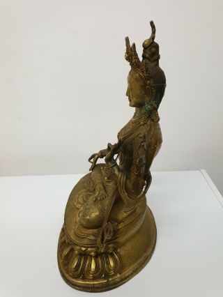 Antique Chinese Tibetan Bronze buddha Gilt 7
