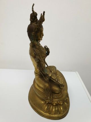 Antique Chinese Tibetan Bronze buddha Gilt 8