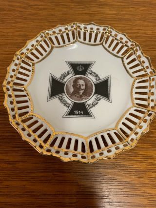 Antique German Commemorative Military Patriotic Plate Franz Joseph Wwi C.  1915