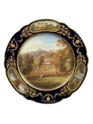 Exceptional Antique Sevres Porcelain Hand Painted Plate Of Chateau De St.  Cloud