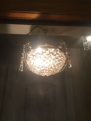 2 Available Vintage Schonbek Petite Flush Mount Chandelier Swarovski Crystal 4