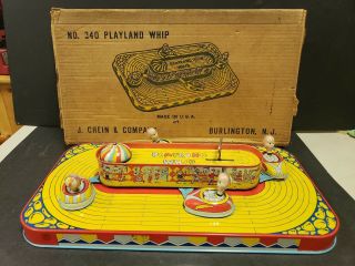 Chein Playland Whip,  340,  Tin Wind - Up & Box Usa Rare