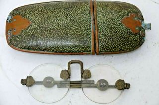 Early Chinese Spectacles In Shagreen Case Extremely Rare Chinese Glasses