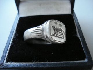 ROMAN SILVER RING WITH ' WOLF AND TWINS ' - - DETECTOR FIND 2