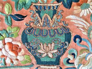 Fine Antique Chinese 19th Century Forebidden Stitch Silk Embroidery 10