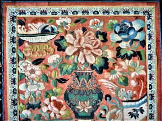 Fine Antique Chinese 19th Century Forebidden Stitch Silk Embroidery 3