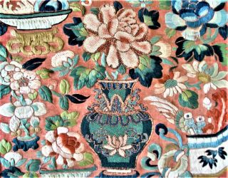 Fine Antique Chinese 19th Century Forebidden Stitch Silk Embroidery 5