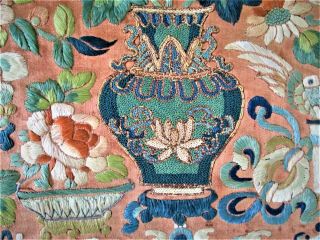 Fine Antique Chinese 19th Century Forebidden Stitch Silk Embroidery 6