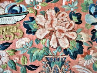 Fine Antique Chinese 19th Century Forebidden Stitch Silk Embroidery 7