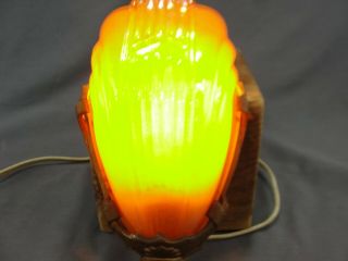 Rare Art Deco Era Markel Light Lamp Sconce Peach Iridescent Shade Iron 4