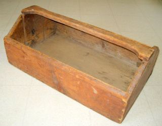 ANTIQUE WOODEN TOOL BOX / 1800 ' S PRIMITIVE RUSTIC COUNTRY FARM CARPENTER 12
