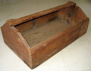 ANTIQUE WOODEN TOOL BOX / 1800 ' S PRIMITIVE RUSTIC COUNTRY FARM CARPENTER 6