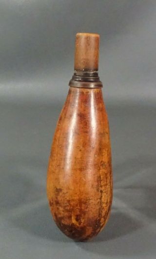 1850 ' s Pre Civil War Turned Fruitwood Treen Gun Black Powder Flask Measure Cup 2