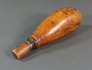 1850 ' s Pre Civil War Turned Fruitwood Treen Gun Black Powder Flask Measure Cup 3