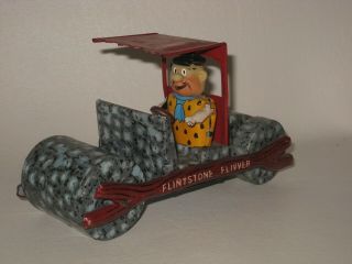 1962 Marx Fred Flintstone Flivver Tin Litho Toy Car Friction Motor Hard To Find