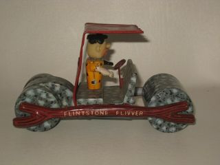 1962 Marx Fred Flintstone Flivver Tin Litho Toy Car Friction Motor Hard to find 3