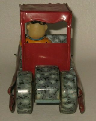 1962 Marx Fred Flintstone Flivver Tin Litho Toy Car Friction Motor Hard to find 4