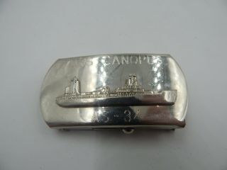 Vintage Us Navy Belt Buckle Uss Canopus As - 34