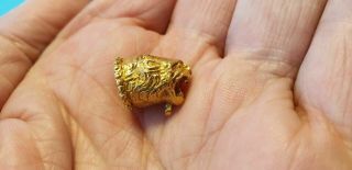 Roman Lion Head Gold Amulet Poss Worn By A Gladiator,  1st - 2nd Century Ad